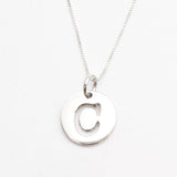Letter C Gold Pendant - Round Letter Pendant - Gold Disc Letter Necklace