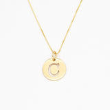 Letter C Pendant - Disc Letter Necklace - Round Plate Pendant