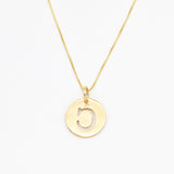 Letter C Gold Pendant - Round Letter Pendant - Gold Disc Letter Necklace