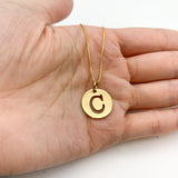 Letter C Gold Pendant - Round Letter Pendant - Gold Disc Letter Necklace