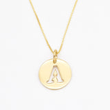 Letter A Pendant - Disc Letter Necklace - Round Plate Pendant