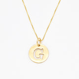 Letter G Pendant - Disc Letter Necklace - Round Letter Pendant