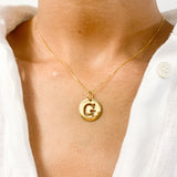 Letter G Gold Pendant - Round Letter Pendant - Gold Letter Pendant