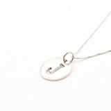 Letter J Silver Disc Pendant - Initial Necklace - Minimalist Letter Necklace