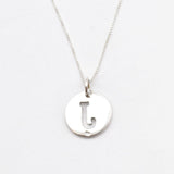 Letter J Silver Disc Pendant - Initial Necklace - Minimalist Letter Necklace