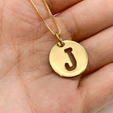 Initial J Gold Necklace - Minimalist Letter Pendant - Capital Letter Necklace