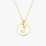 Letter J Silver Disc Pendant - Initial Necklace - Minimalist Letter Necklace