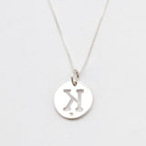 Letter K Silver Disc Pendant - Initial Necklace - Minimalist Letter Necklace