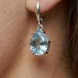 Dangling Aquamarine Earrings - Blue Teardrop Earrings - Large Blue Earrings