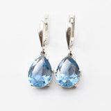 Gold Aquamarine Earrings - Blue Teardrop Earrings - Aqua Drop Earrings
