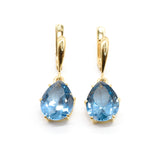 Dangling Aquamarine Earrings - Blue Teardrop Earrings - Large Blue Earrings