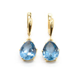 Dangling Aquamarine Earrings - Blue Teardrop Earrings - Large Blue Earrings