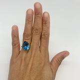 Gold Aquamarine Ring - Blue Teardrop Ring - Large Teardrop Ring