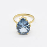 Large Aquamarine Ring - Blue Engagement Ring - Large Teardrop Earrings