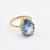 Gold Aquamarine Ring - Blue Teardrop Ring - Large Teardrop Ring