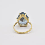 Gold Aquamarine Ring - Blue Teardrop Ring - Large Teardrop Ring