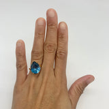 Gold Aquamarine Ring - Blue Teardrop Ring - Large Teardrop Ring