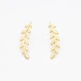 Drop Leaves Earrings - Long Branch Studs - Olive Leaf Earrings