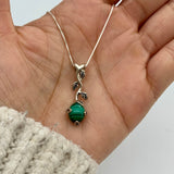 Natural Malachite Pendant - Long Green Necklace - Vintage Leaf Necklace