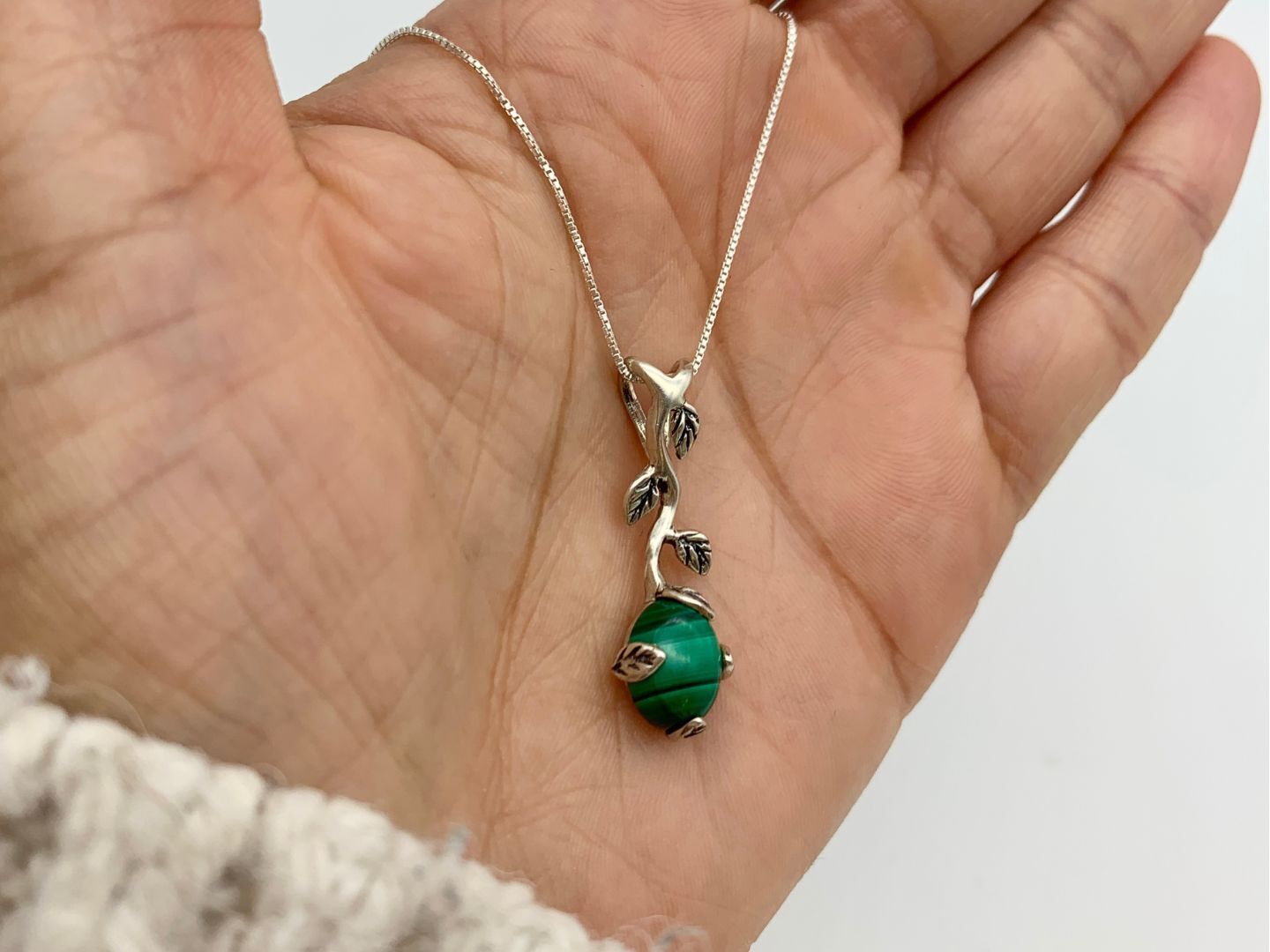 2848-P-nMAL: Sterling Silver 925 Natural Malachite