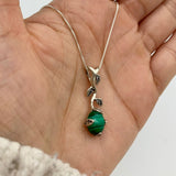 Natural Malachite Pendant - Long Green Necklace - Vintage Leaf Necklace