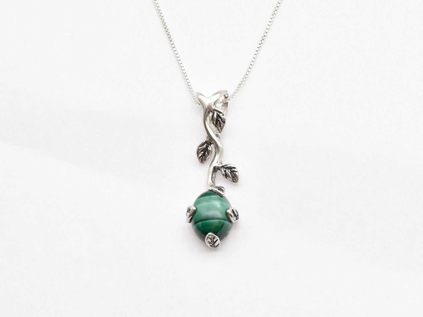 2848-P-nMAL: Sterling Silver 925 Natural Malachite