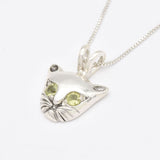 Genuine Peridot Cat Pendant - Cat Lover Necklace - Green Eye Cat Pendant