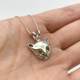 Genuine Peridot Cat Pendant - Cat Lover Necklace - Green Eye Cat Pendant