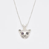 Gold Cat Necklace - Natural Topaz Pendant - Cat Lover Necklace