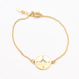 Gold Compass Bracelet - Gold Cardinal Bracelet - Star Disc Wristlet