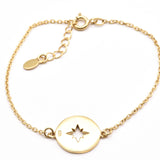 Gold Compass Bracelet - Gold Cardinal Bracelet - Star Disc Wristlet