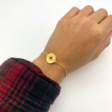 Gold Compass Bracelet - Gold Cardinal Bracelet - Star Disc Wristlet