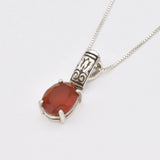 Genuine Carnelian Necklace - Red Agate Pendant - Vintage Tribal Pendant