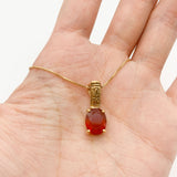 Gold Carnelian Pendant - Red Tribal Necklace - Vintage Boho Necklace