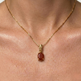 Gold Carnelian Pendant - Red Tribal Necklace - Vintage Boho Necklace
