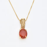 Genuine Carnelian Necklace - Red Agate Pendant - Vintage Tribal Pendant