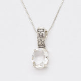 White Topaz Pendant - Gold Sparkly Necklace - Tribal Boho Necklace