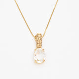 Genuine Topaz Pendant - Sparkly Boho Necklace - White Tribal Necklacce