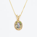 Mystic Topaz Pendant - Natural Topaz Necklace - Purple Oval Necklace