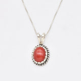 Red Coral Necklace - Natural Red Coral Necklace - Silver Coral Pendant