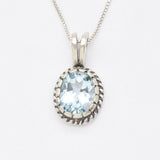 Gold Topaz Pendant - Genuine Blue Topaz Necklace - Sky Blue Vintage Necklace