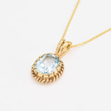 Gold Topaz Pendant - Genuine Blue Topaz Necklace - Sky Blue Vintage Necklace