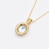 Gold Topaz Pendant - Genuine Blue Topaz Necklace - Sky Blue Vintage Necklace