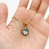 Gold Topaz Pendant - Genuine Blue Topaz Necklace - Sky Blue Vintage Necklace