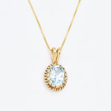 Gold Topaz Pendant - Genuine Blue Topaz Necklace - Sky Blue Vintage Necklace