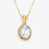 Genuine Topaz Necklace - Blue Topaz Pendant - Vintage Blue Pendant