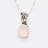Gold Quartz Pendant - Natural Rose Quartz Necklace - Pink Boho Necklace