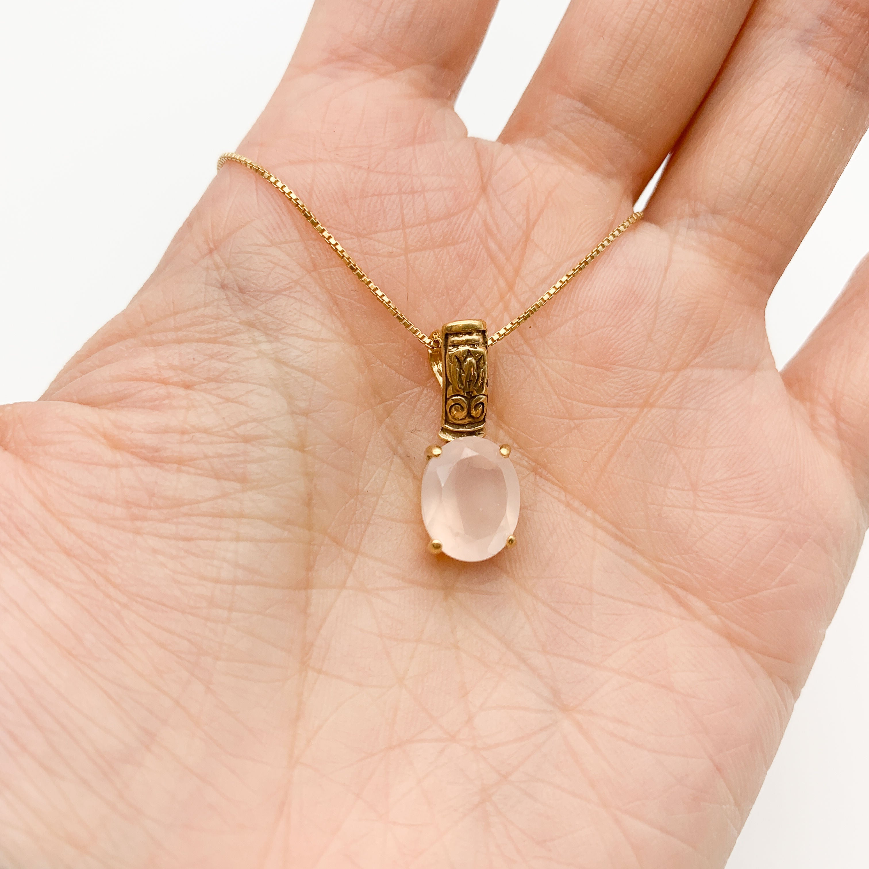 2804-P-nROQ: Gold Vermeil 18k Rose Quartz