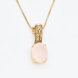 Rose Quartz Necklace - Natural Rose Quartz Necklace -Pink Vintage Necklace