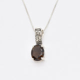 Smoky Topaz Necklace - Brown Diamond Pendant - Gold Boho Necklace